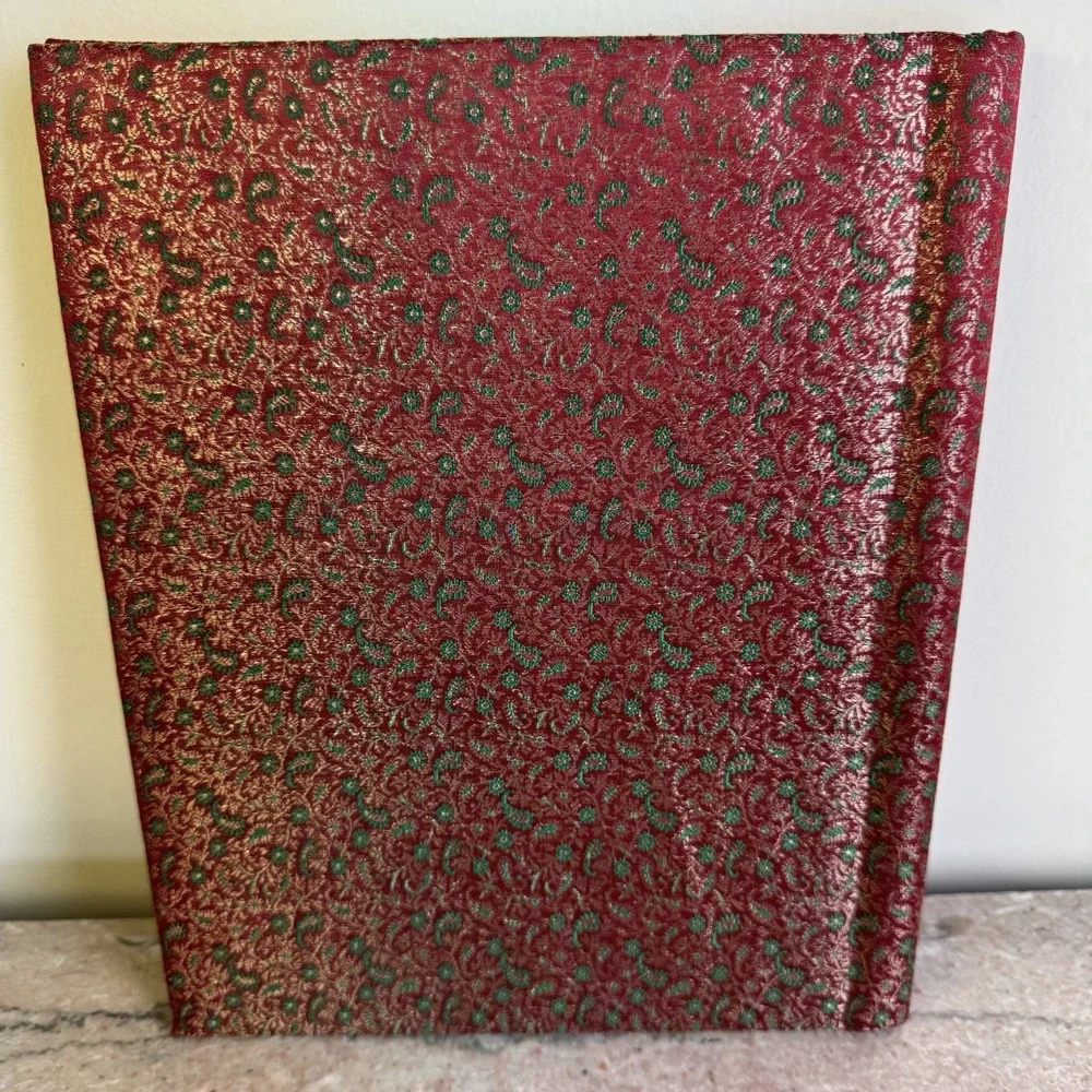 Vintage Christmas Photo Album Red Green Bow Retro 10 Pages Unused Empty
